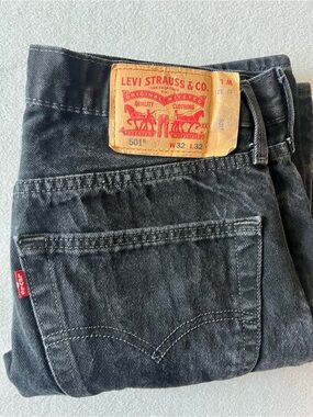Men's Vintage Style Levi's 501 Original Fit Jeans – Black – Size 32x32